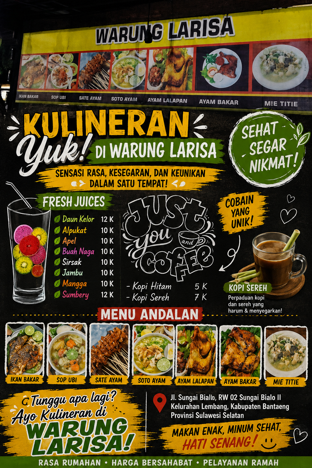 Sensasi Kuliner Unik di Kelurahan Lembang! Fresh Juice Daun Kelor & Kopi Sereh Warung Larisa Siap Menggoyang Lidah